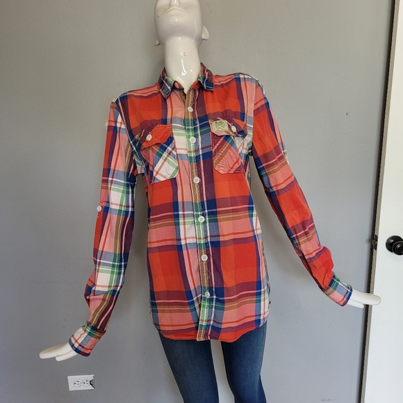 Superdry Tops - Superdry Colorful Plaid Shirt, VGUC, Size S